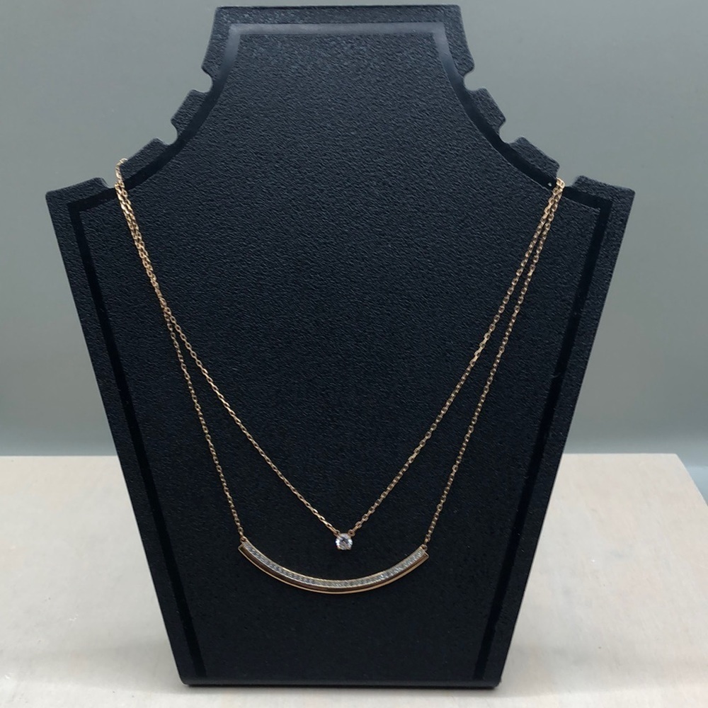 Swarovski Fresh Necklace Layered Look Curved Bar and Crystal.